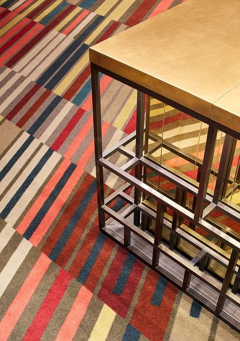 The new British Library Members Rooms carpet, designed with Govindia Hemphill, is inspired by the bindings of books in the British Library.