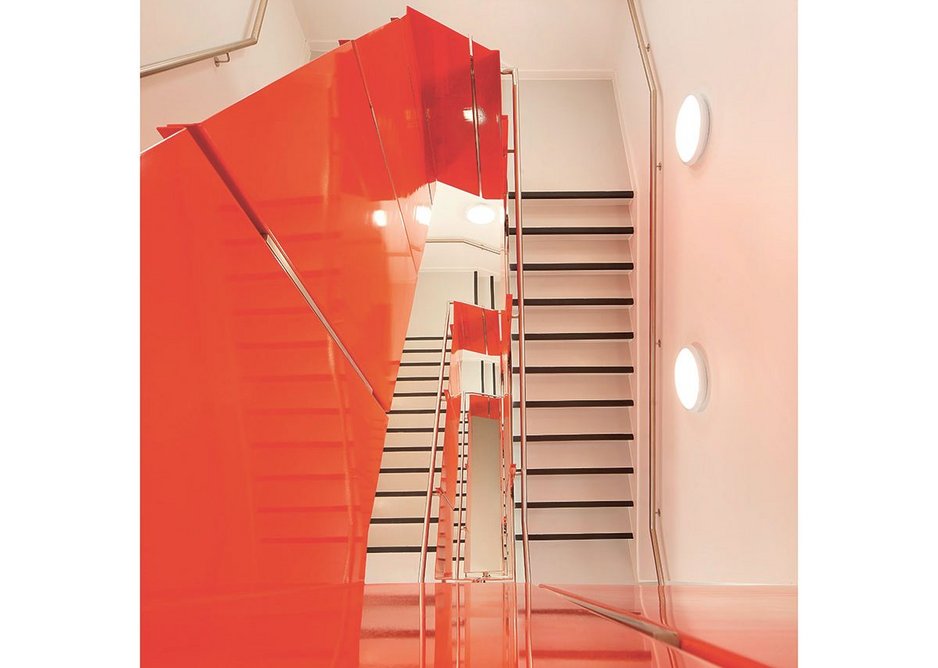 Jazzily colour-coded stairwells help orientate users within the building.