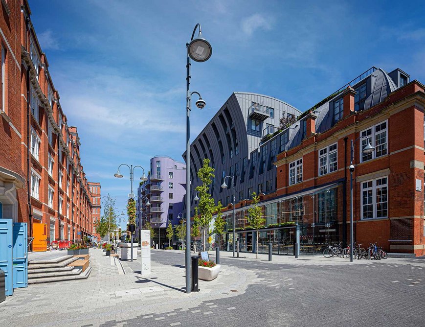 Islington Square on Upper Street, London, completed in 2020.