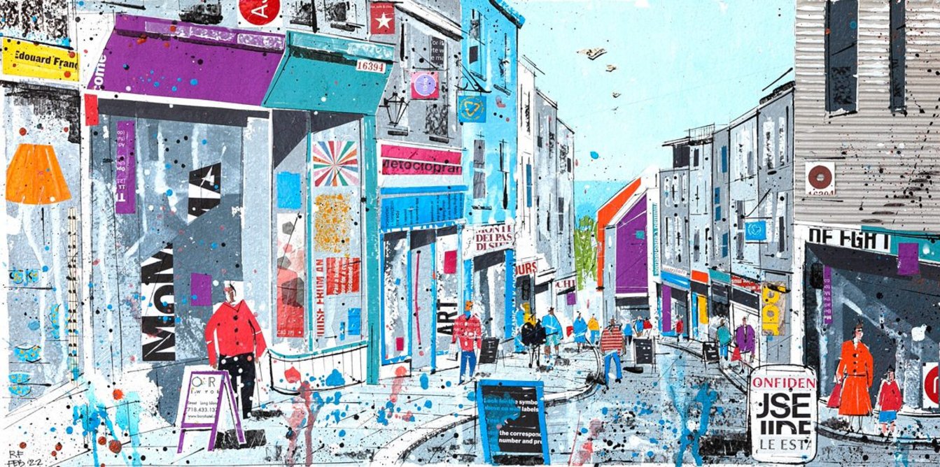 Painting of Old High Street, Folkestone.