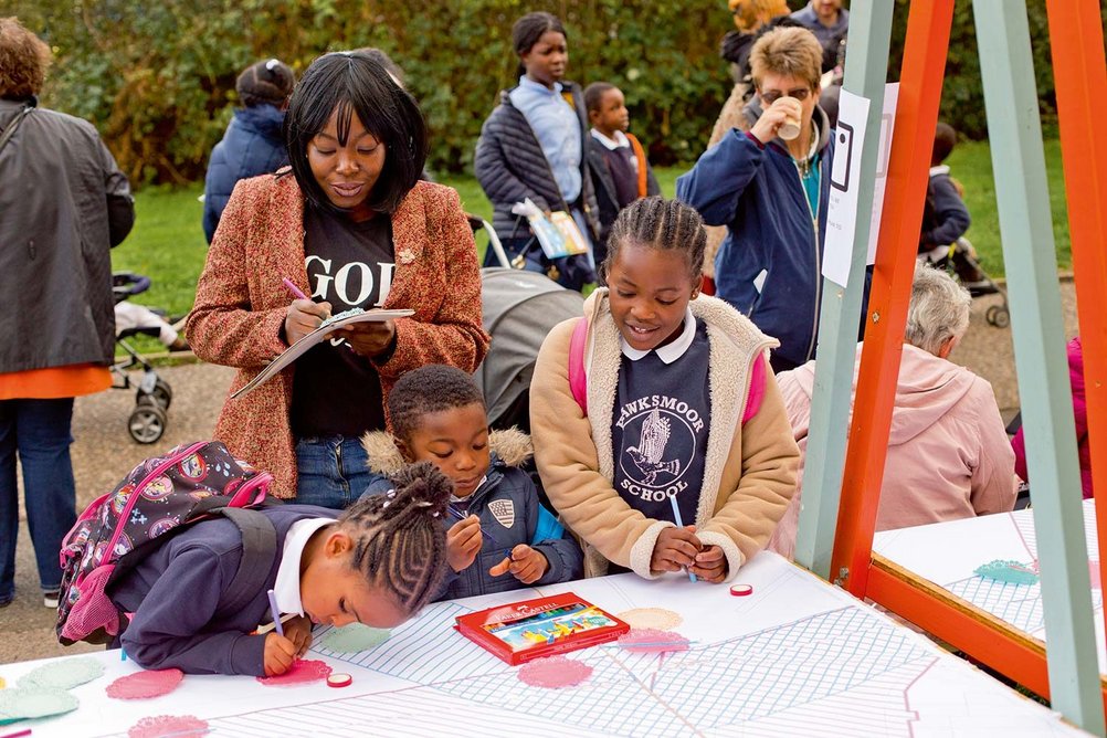 Claridge Way VR workshop, part of extensive collaborations with residents and other local stakeholders including in the local primary school with a play workshop