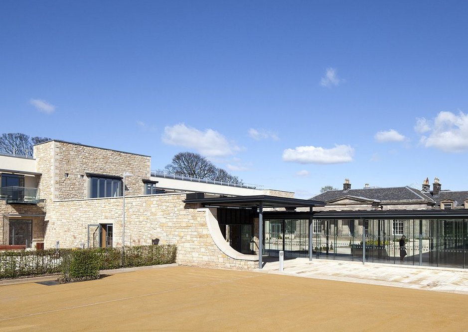 Entering hospice you are greeted by views of manor house but faced squarely towards the main accommodation.