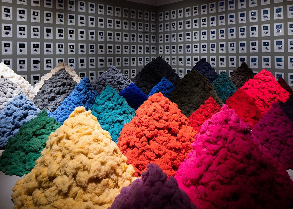 Fear and Love – Reactions to a Complex World. Fibre Market by Christien Meindertsma explores the potential of recycling woolen jumpers.