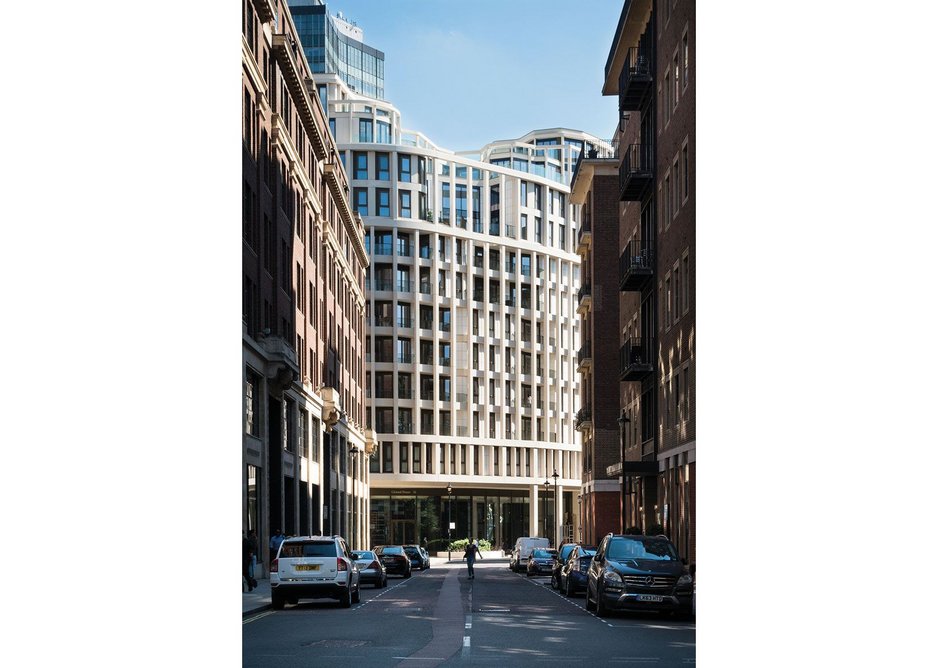 High density with Baroque flourishes: Cleland House closes the vista from St John Smith Square.