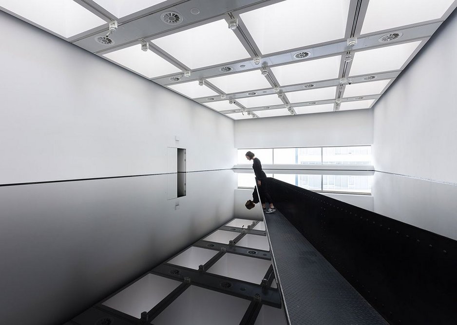 Installation view of Richard Wilson_ 20_50, (1987) at Space Shifters