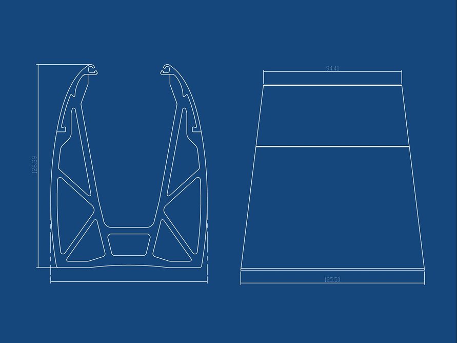 Blueprint drawing showing SPIG-Lite profile with top bead.