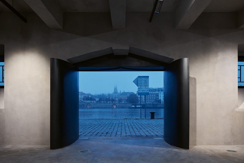 Looking across to the Rašín embankment, detailing of public toilets is pared-back but robust.