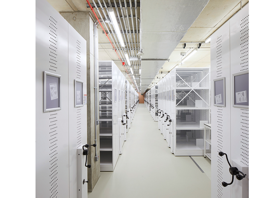 Most of the building is airlocked floors of archive stacks like this. Credit: Hufton + Crow