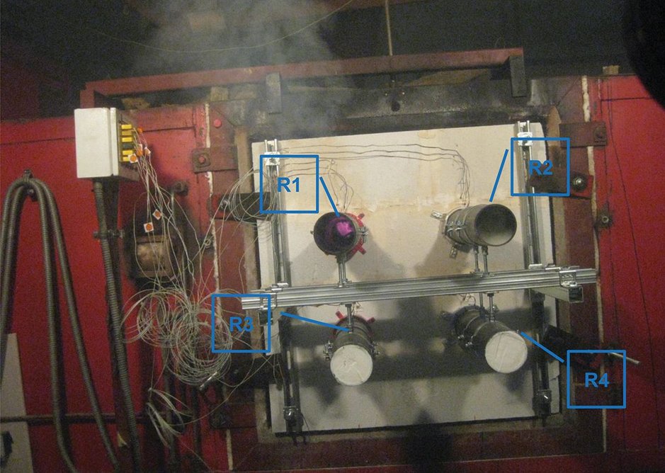 The pipes inside the furnace begin to melt immediately, releasing light smoke. R2 fully closes in 5 mins, R1 in 7 mins