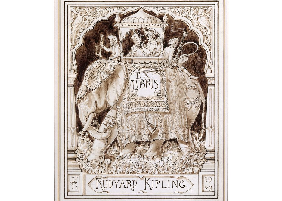 Rudyard Kipling’s bookplate ‘Ex Libris,’ by Lockwood Kipling, 1909.