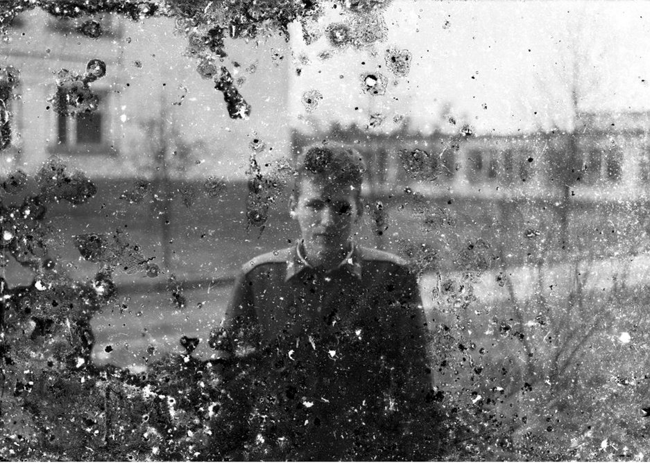 Eric Lusito, Private. Photograph printed from abandoned black and white roll film found inside a Soviet military base, from Traces of the Soviet Empire series, 2009