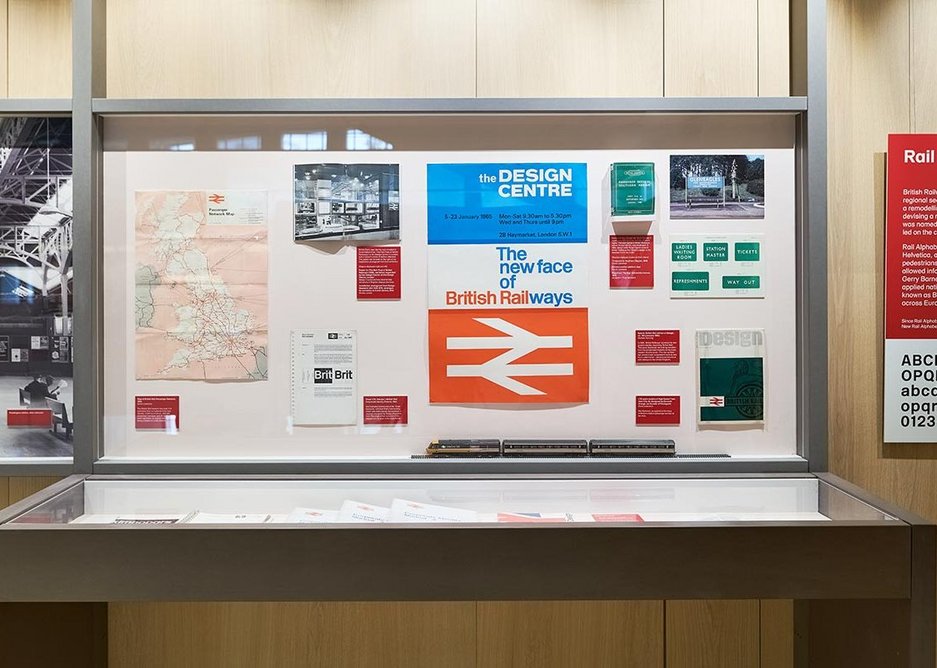 Margaret Calvert - Woman at Work exhibition at the Design Museum, showing her work with Jock Kinneir for National Rail. Credit: Felix Speller for the Design Museum