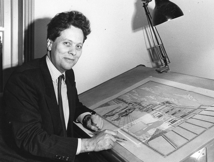 Robert Adam at his drawing board in the 1980s.