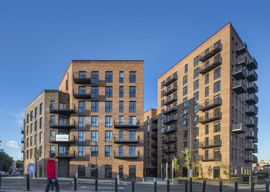 Velfac full-height glazed units at Dalston Lane, the world's largest cross-laminated timber building. Waugh Thistleton Architects.