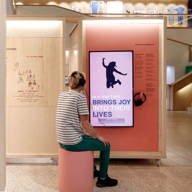 The Future of Ageing exhibition at the Design Museum is designed to be demountable and reassembled for other venues.