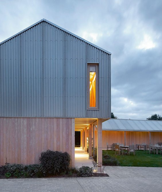 A simple palette of materials: corrugated galvanised steel, Douglas fir and Siberian larch.