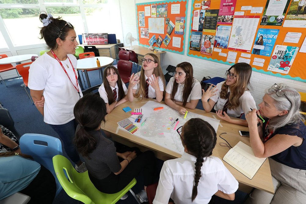 Julia King, Policy Fellow at LSE Cities, working with school children.