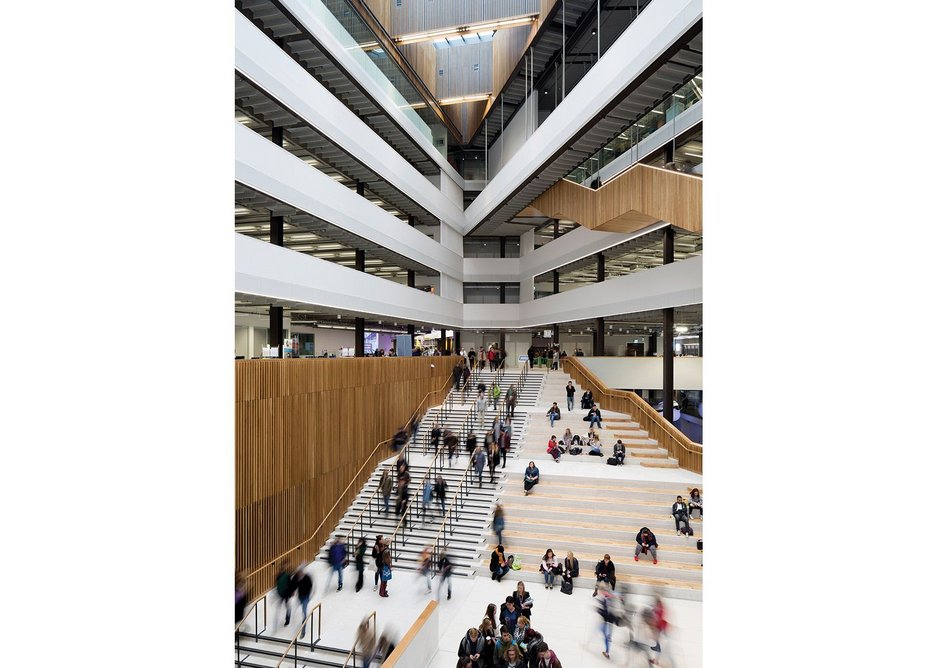 Seven storey entrance atrium acts as civic threshold, circulation and public space