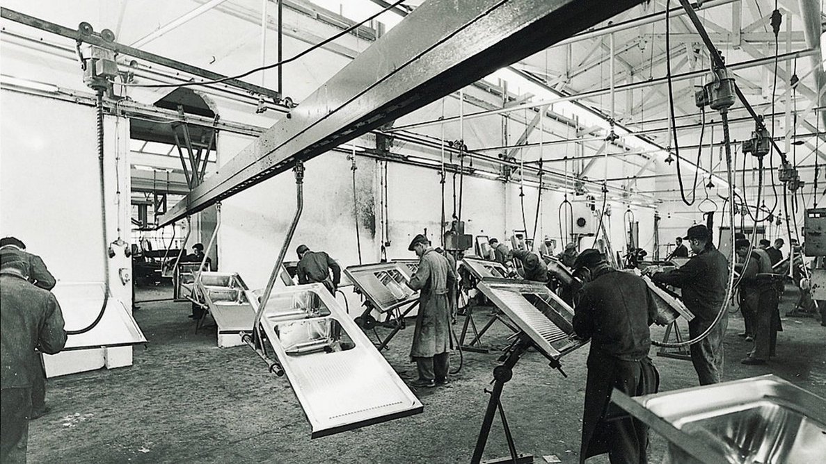 Blanco sink production in Sulzfeld, Germany 1965.
