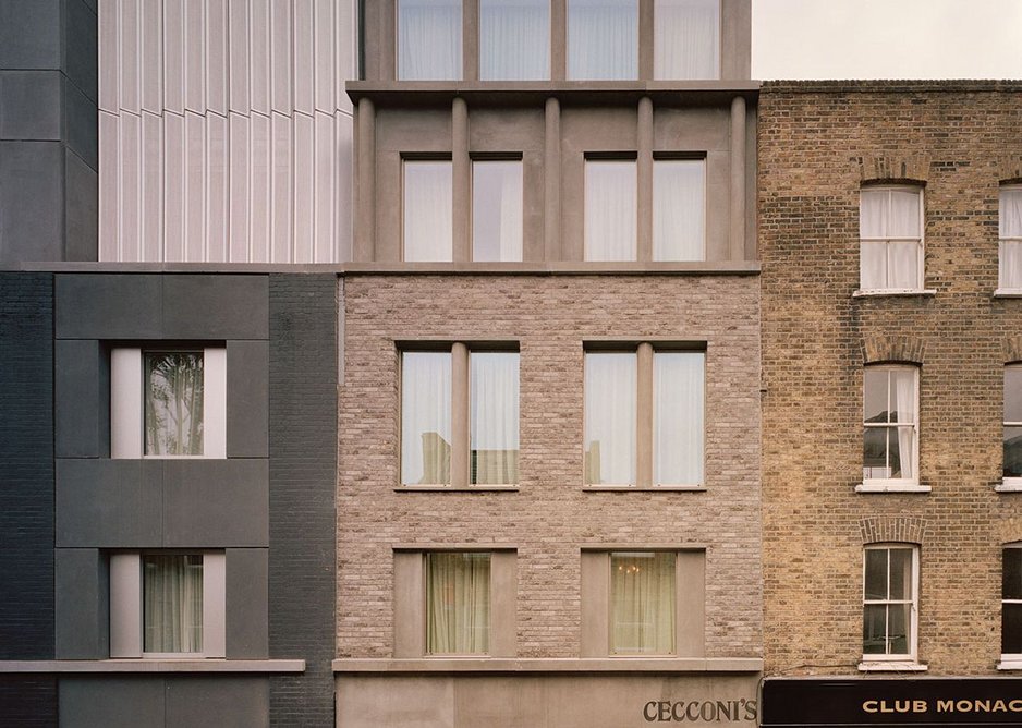The second phase of Redchurch Street picks up the characteristics of both the practice’s refurbished grey block and the neighbouring Georgian terrace.