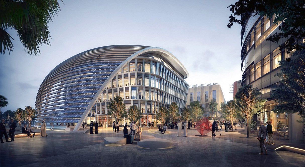 A photovoltaic canopy will shade Woods Bagot's MC² headquarters building.