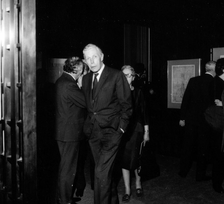 Anthony Blunt at the official opening of the Heinz Gallery, 1972.