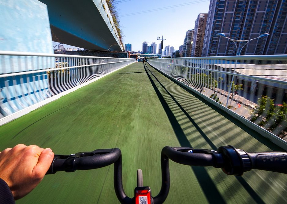 The new routeway allows cyclists to experience moving through the city safely.