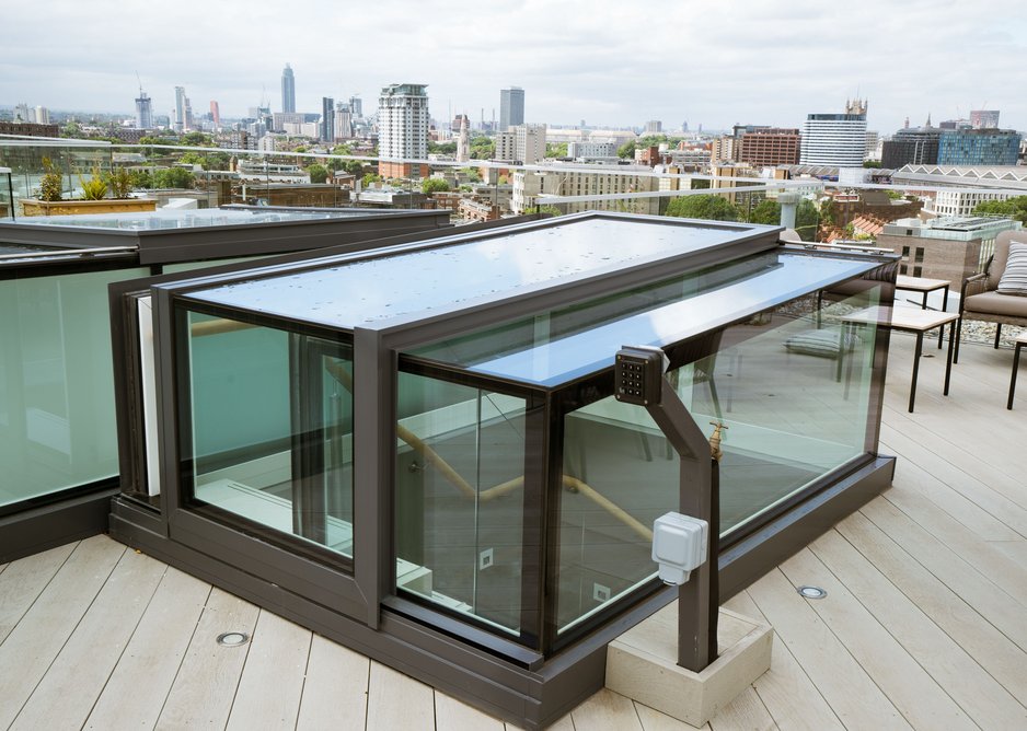 SPPARC Architects' Music Box apartments in London feature roof terrace boxlights by Glazing Vision.