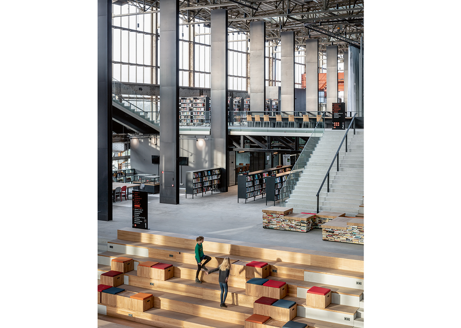 Repurposing a disused train shed to create a hybrid library/public space: Civic’s LocHal in Tilburg.