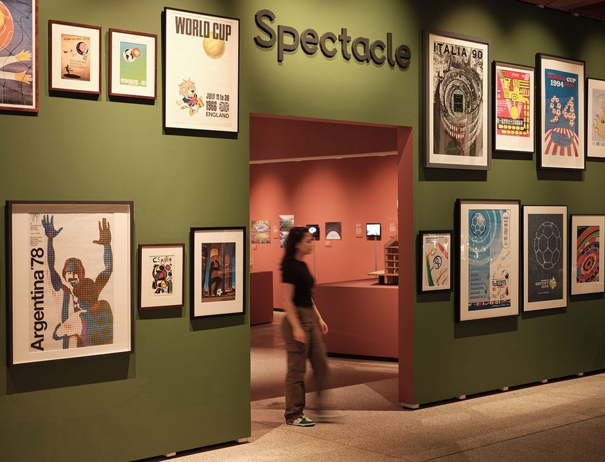 Installation shot of Football: Designing the Beautiful Game at the Design Museum.