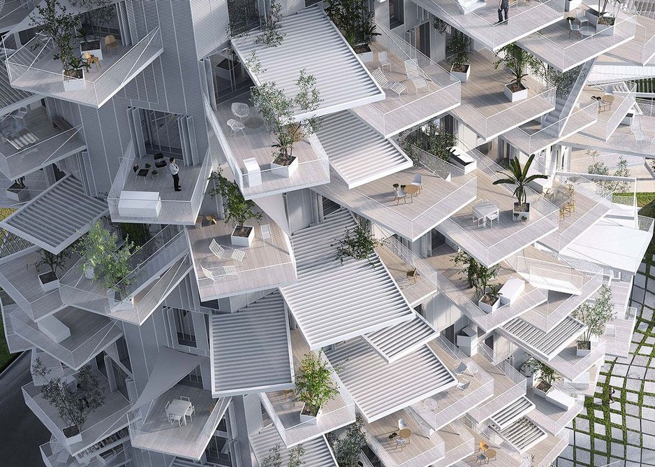 L’Arbre Blanc, Montpellier, by Sou Fujimoto Architects with Nicolas Laisne Associates, Manal Rachdi Oxo Architects, from Futures of the Future at Japan House London.