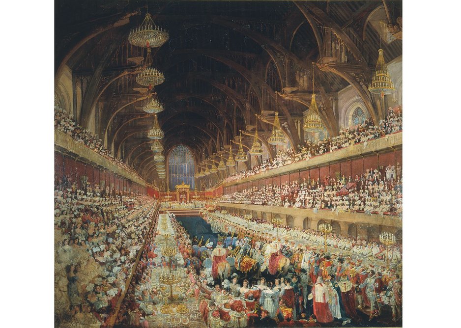 Coronation Banquet of George IV in Westminster Hall. Oil painting by an Unknown artist © Parliamentary Art Collection