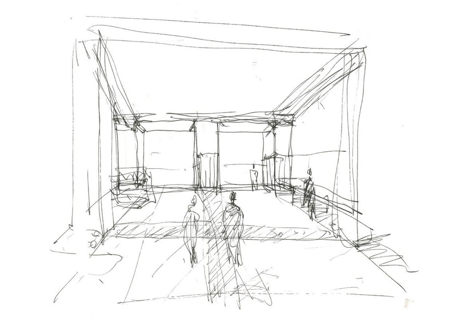 Early sketch of the new entrance hall at the National Portrait Gallery.