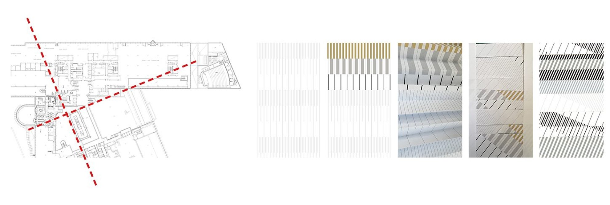 Carpet pattern development process for the Members Rooms at the British Library, a collaboration between De Matos Ryan and Govindia Hemphill.