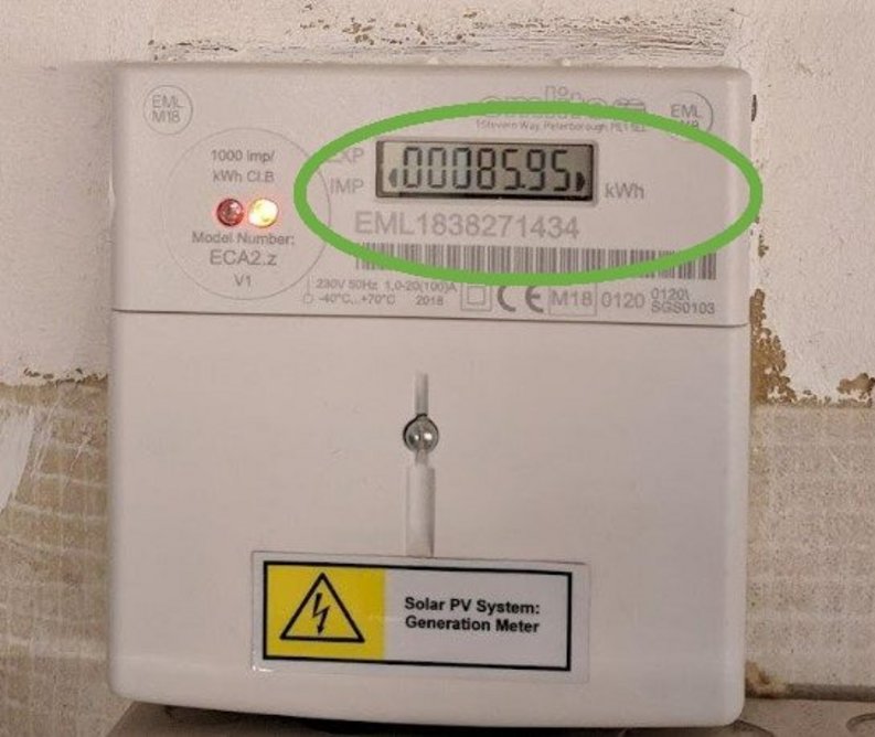 Zetland Road house PV generation meter.