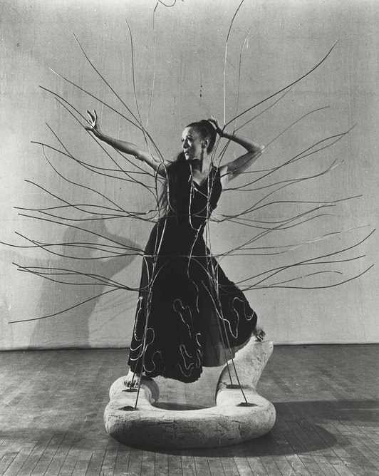 Martha Graham with Spider Dress and Serpent designed by Isamu Noguchi for Martha Graham’s ‘Cave of the Heart’, 1946. Photograph by Cris Alexander.  The Noguchi Museum Archives, 01619 ©INFGM / ARS - DACS