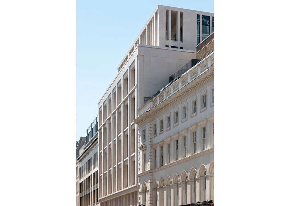 Things get rather grander on the Moorgate elevation with its rooftop loggia.