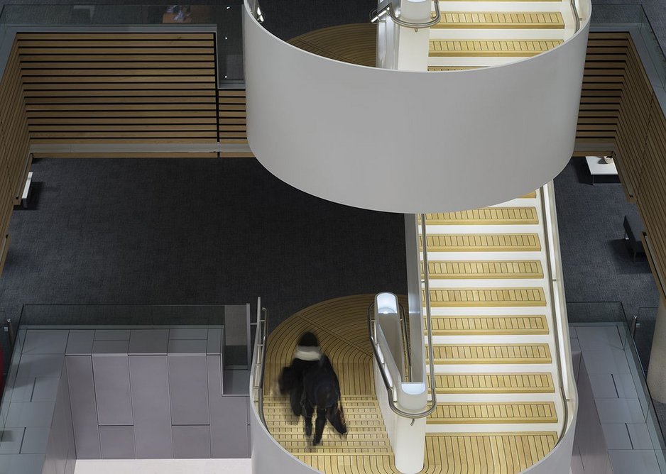Maritime Centre of Excellence at University of Southampton, where the handrail was integrated into the structure of the spiral staircase to provide a seamless appearance.