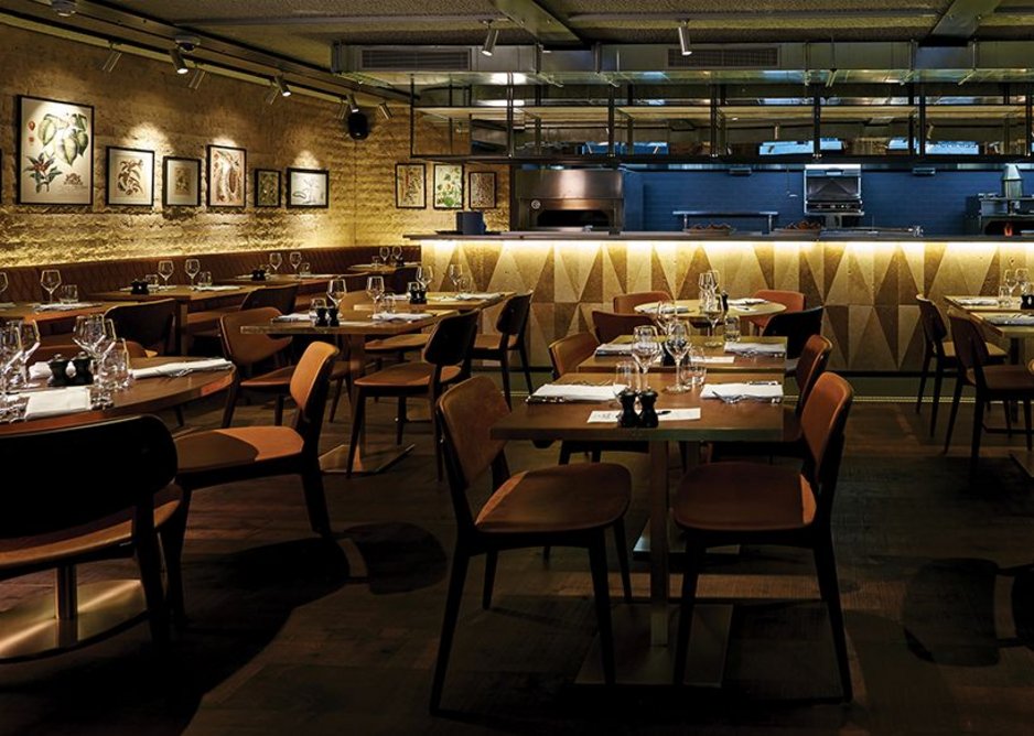 Designed by B3, Canto Corvino in London’s Spitalfields uses the kitchen to help create the desired restaurant ambience.