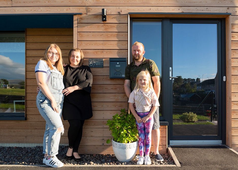 Residents at Closeburn, a development of three community owned houses for affordable rent for Nith Valley Leaf Trust. The Passivhoos houses were designed by John Gilbert Architects and built by Stewart & Shields.