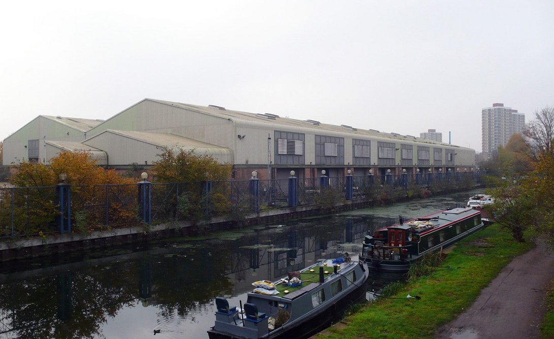 Industrial shed on the canal side site.