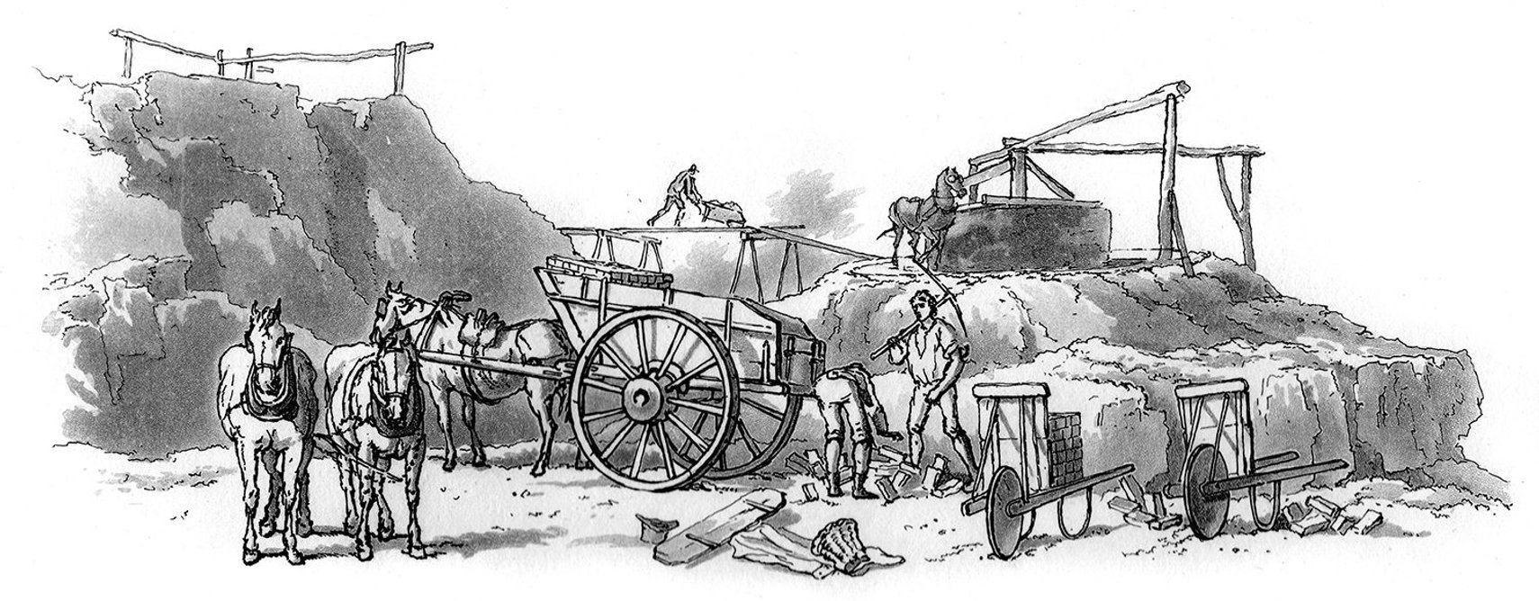 ‘Brick Kilns’, from WH Pyne, Artistic and picturesque groups for the embellishment of landscape, in a series of above 1,000 subjects (1817).