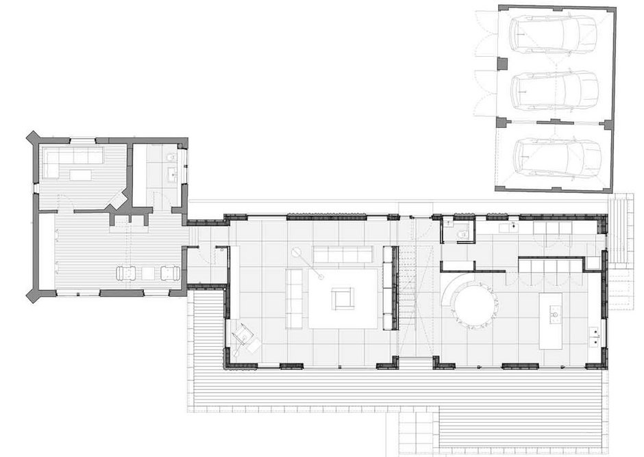 Ground floor plan of Cherry Tree House, designed by Guttfield Architecture.