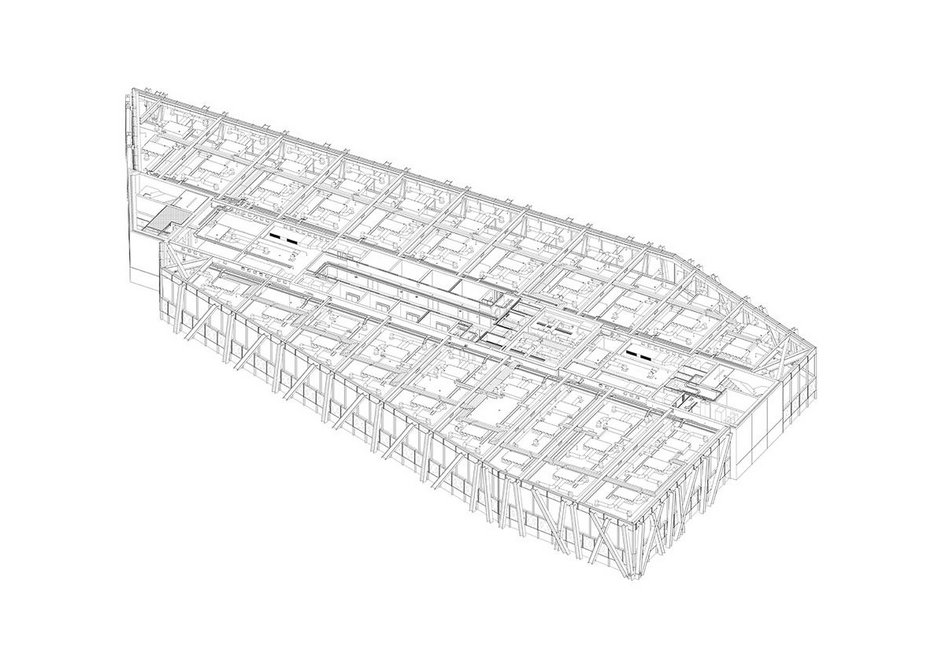 Structural diagrid is complex enough to require services co-ordination to be finalised at pre-tender stage.