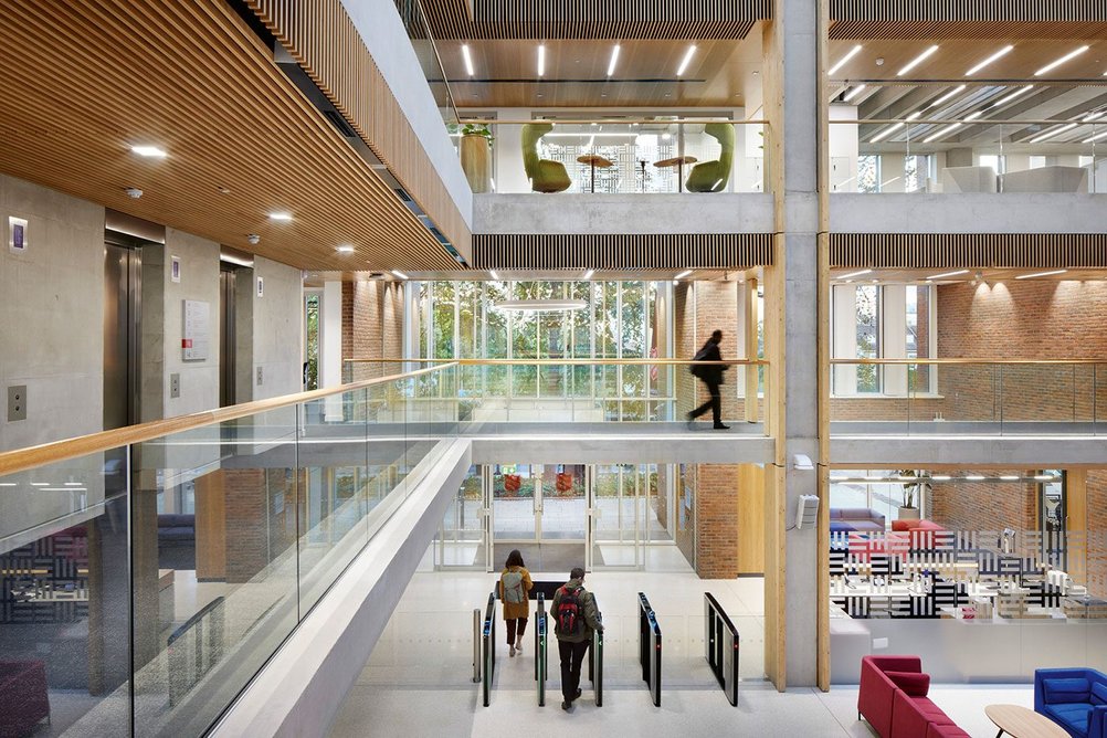 View through atrium to the entrance.