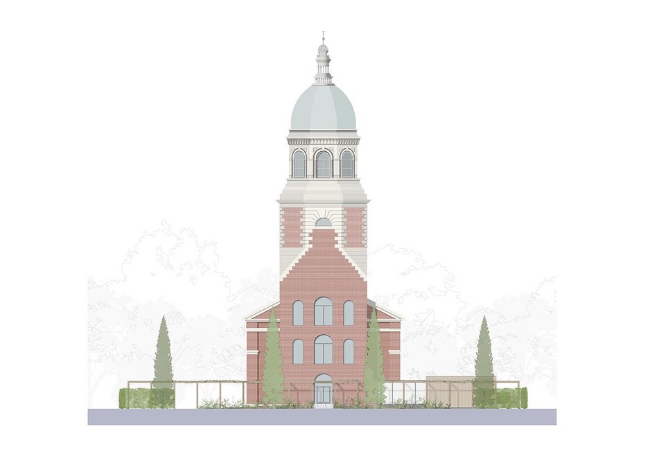 Proposed front elevation of Netley Chapel in Hampshire.