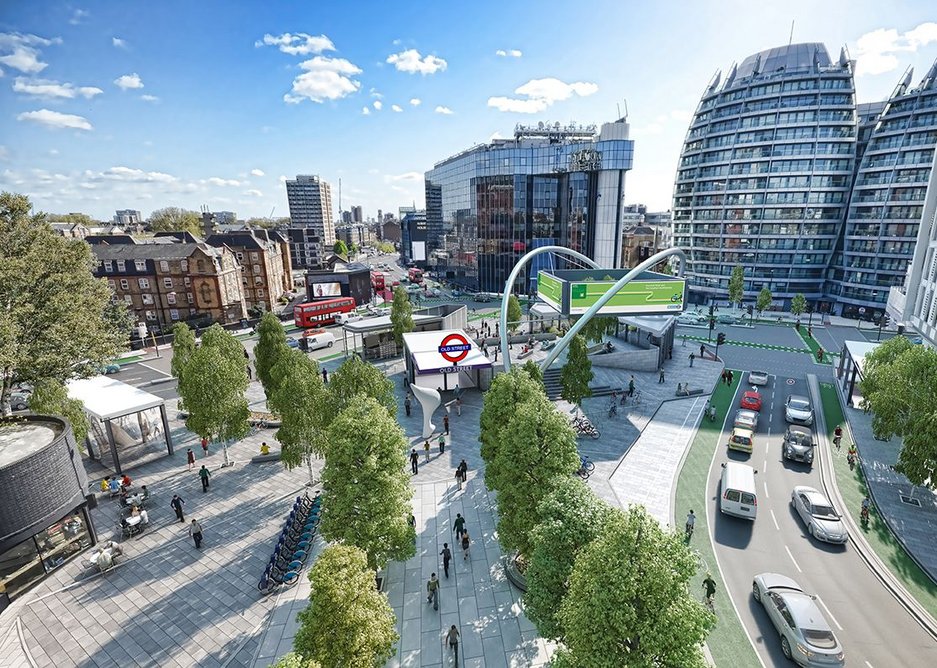 We might not be able to improve the architecture but TfL shows how the transport surfaces around Old Street could be improved. TfL Visual Services.