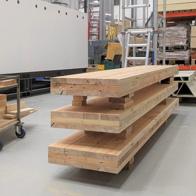 Production of cross-laminated secondary timber panels.