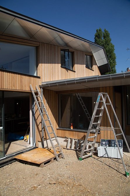 Scatterdells Lane nearing completion. The house is designed for a disabled artist client.