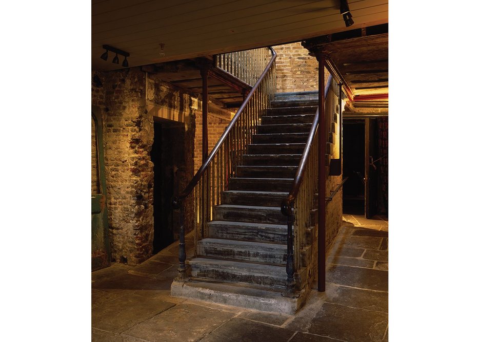 Stone on stone: retained, strengthened stair and mezzanine.